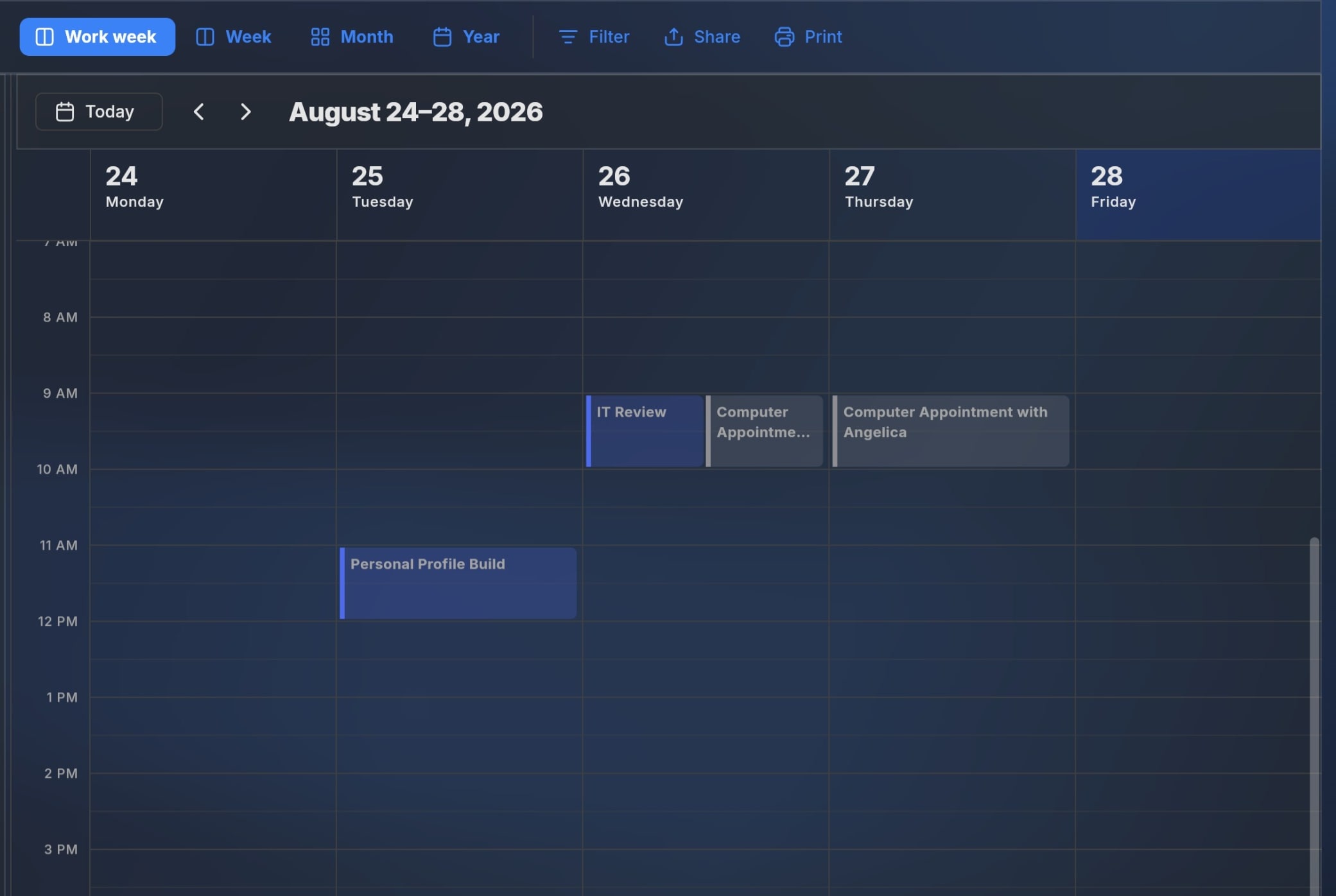 Plannur calendar month view
