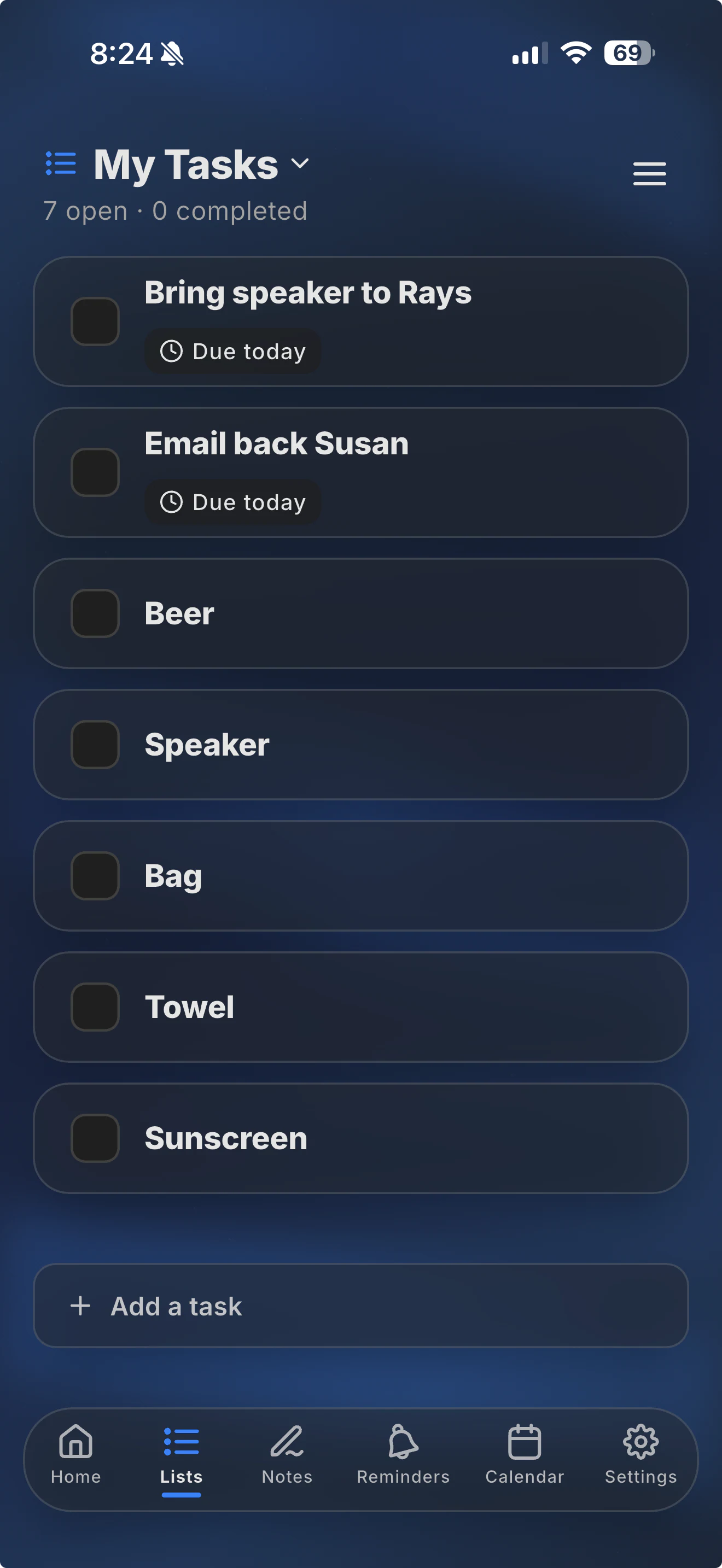 A grocery list in Plannur